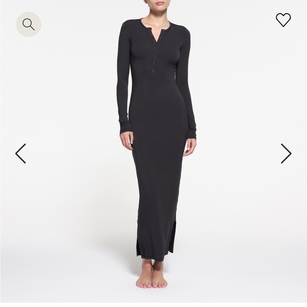 New skims SLEEP HENLEY LONG DRESS | ONYX - ONYX / S nwt